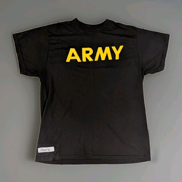 Army Shirt Mens Large Black Solid Crew Neck Outdoor Physical Fitness Uniform - Picture 1 of 9